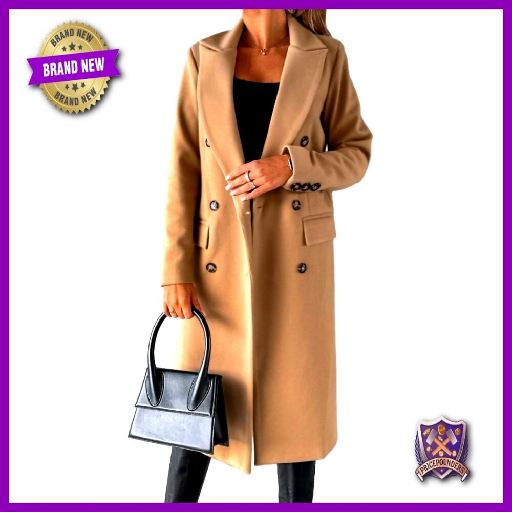 Long Wool Peacoat Trench Coat Double Breasted Classic Vintage Elegant Winter